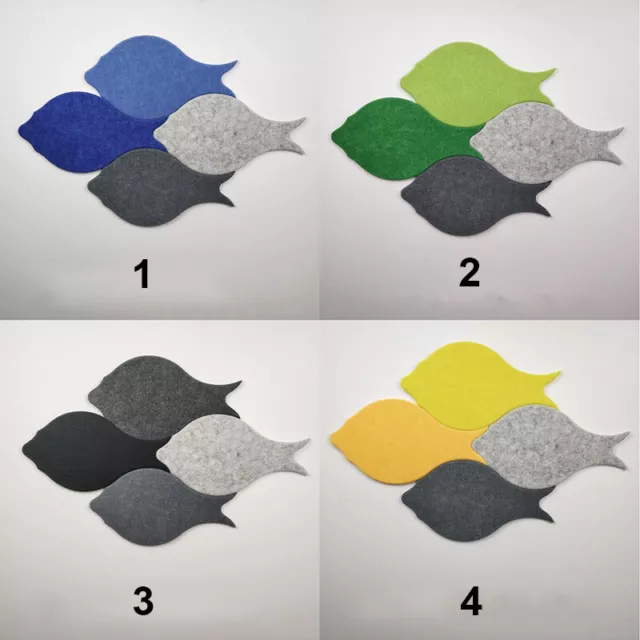 4 PCS 3D Wall Sticker Fish Shape Felt Bulletin Pin Memo Board Home Office Decor