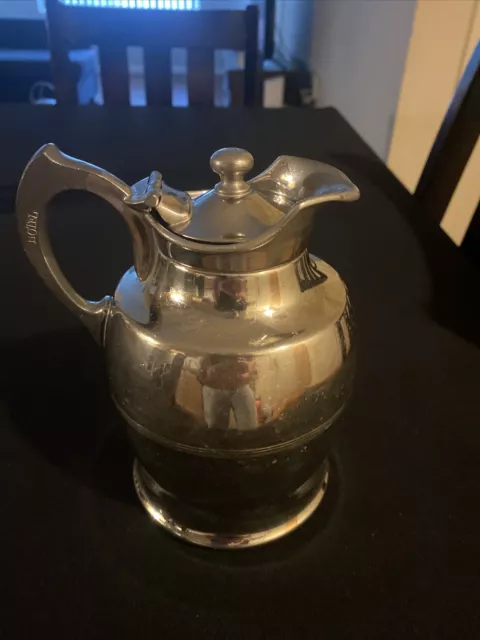 1950s Mid-Century Modern Brass and Brown Goatskin Thermos Carafe