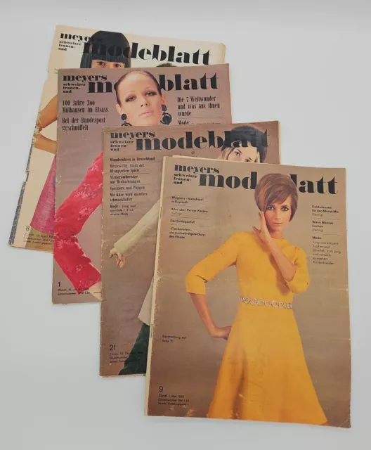 4x Meyers Schweizer Frauen und Modeblatt 1968-1970 inkl. Schnittbögen