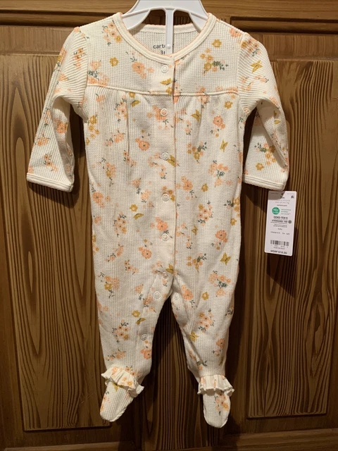 New/Tags Carters Infant Girls 3 Months Fall Floral Print Sleeper Footie Pajamas