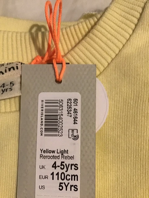 River island mini girls aged 4-5 years yellow chiffon frill sweat top set BNWT 12