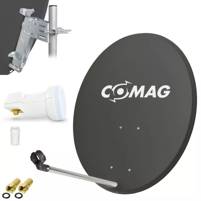 COMAG Digitale SAT Anlage 80cm Satelliten Spiegel Schüssel +SINGLE LNB 0,1db HD