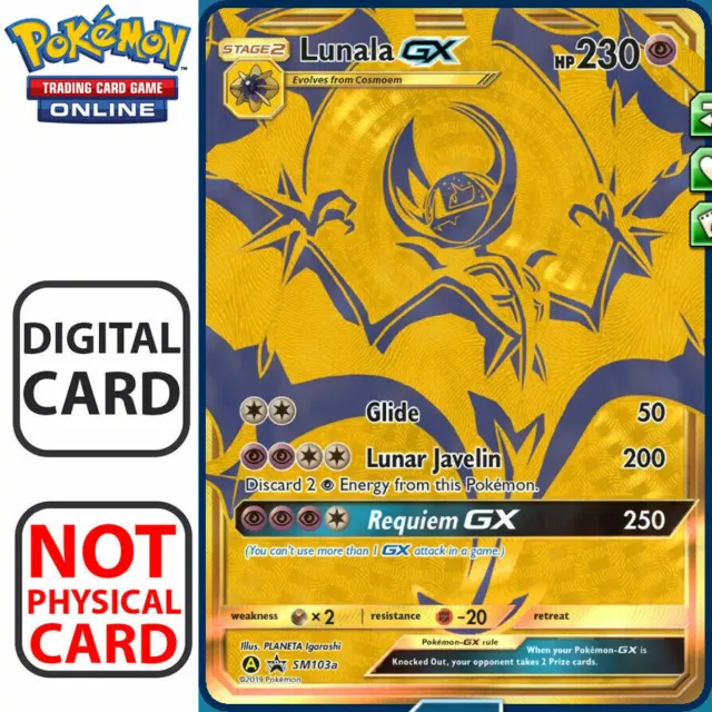 LUNALA GX SM103a Gold - DIGITAL CARD - Hidden Fates Pokemon TCG Online PTCGO!