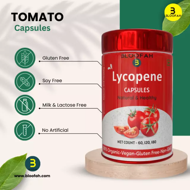 Cápsulas de fruta de tomate Bloofah (licopeno) 500 mg - 180 unidades | veganas, sin gluten 3
