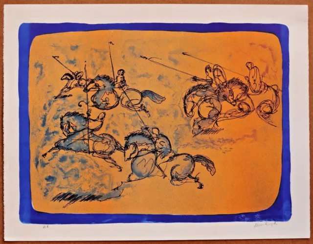 Nissan Engel The Defending Horseman Vintage Original Hand Pulled AP Lithograph Nissan Engel The Defending Horseman Vintage Original Hand Pulled AP Lithograph