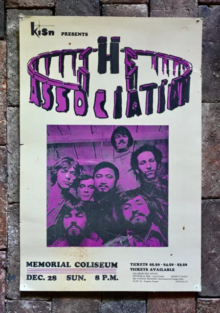 Vintage concert poster: The Association. Portland Oregon 1970s