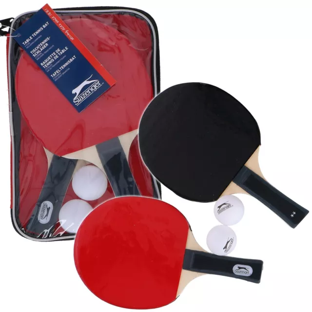 5pc Table Tennis Ping Pong Set 2 Balls 2 wooden Bats Paddle Zip Bag Carry Case