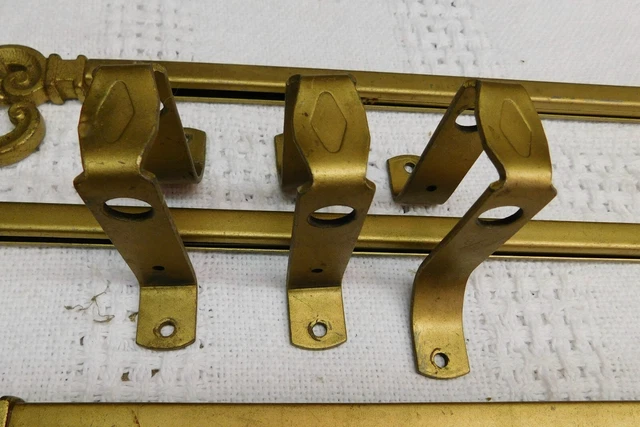 3 Gold Vintage Victorian Art Deco Swing Arm Curtain Rods-+ 3 BRACKETS 2