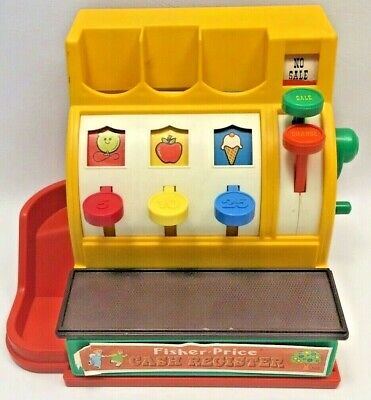 Vintage 1974 Fisher Price Cash Register Working Bell Includes 2 Coins Works Well