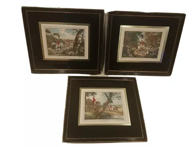 Lot of 3 Framed Etching  FOX-HUNTING , Samuel Howitt