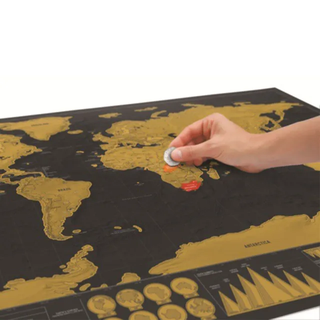 Deluxe Scratch off world Map Interactive large Poster Atlas Travel Decor Gift AU 2