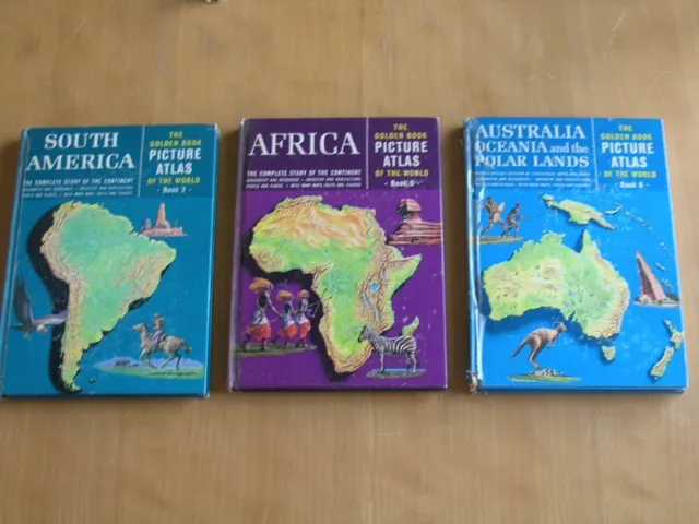 Group of 3 the Golden Book Picture Atlas of the World , Volumes 2 , 5 & 6 @ 1961