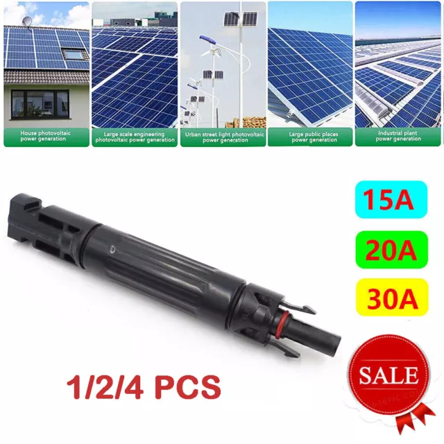 1/2/4 Pcs 15A 20A 30A M&F In-Line Fuse Connector Solar Panel to Controller