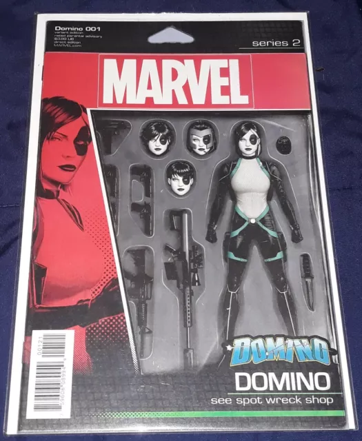 DOMINO # 1 (MARVEL 2018) Action Figure Variant Cover John Tyler Christopher NM+