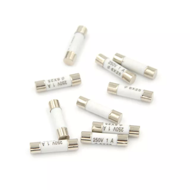 10PCS 6 x 25mm Ceramic Fuse Electric 250V 1A Fast Blow Ceramic Fuse、_jx