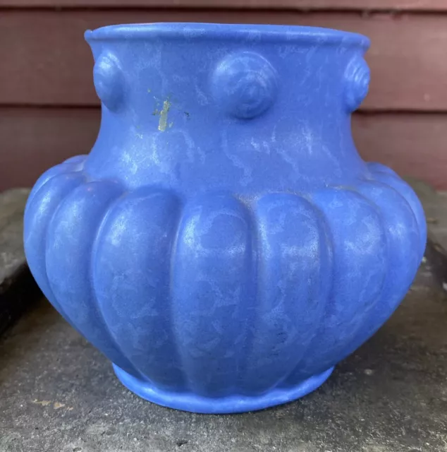 1940s Rumrill Red Wing Pottery Blue Matte Vase #499