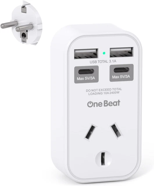 AU TO EU Travel Adapter,Type E/F International Power Adapter with 4 USB ...