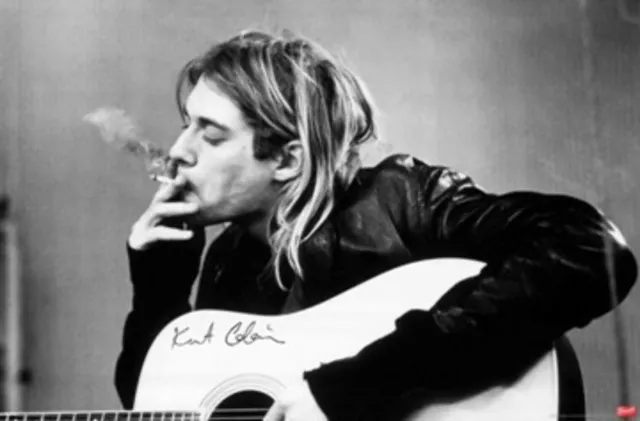 Nirvana - Kurt Cobain Smoking B&W Poster