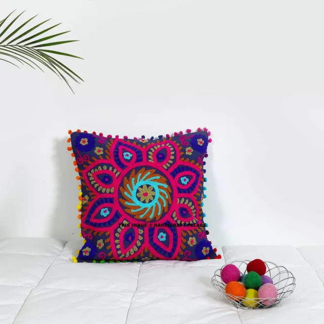 Embroidery Suzani Cushion Cover Indian Cotton Uzbek Pillow Cases Decorative Home