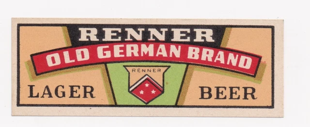 Renner Old German Brand Lager Beer Neck Label
