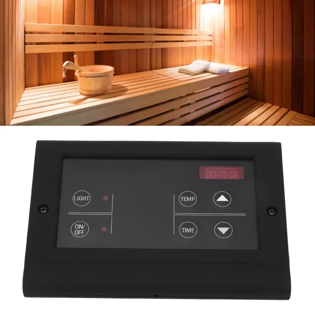 (Negro) Controlador de temperatura ambiente sauna montaje en pared generador de vapor húmedo Reino Unido