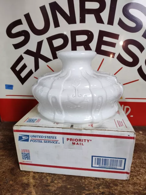 Aladdin 10" White Panels Glass Kerosene Oil Lamp Shade fits Coleman 10" fitter