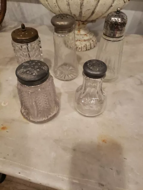 Antique Cut,Etched,Pressed Glass Sugar Shaker Muffineer  Lot 5