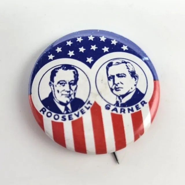 FDR Franklin Roosevelt John Garner Democratic Presidential Campaign 1.5" Pinback
