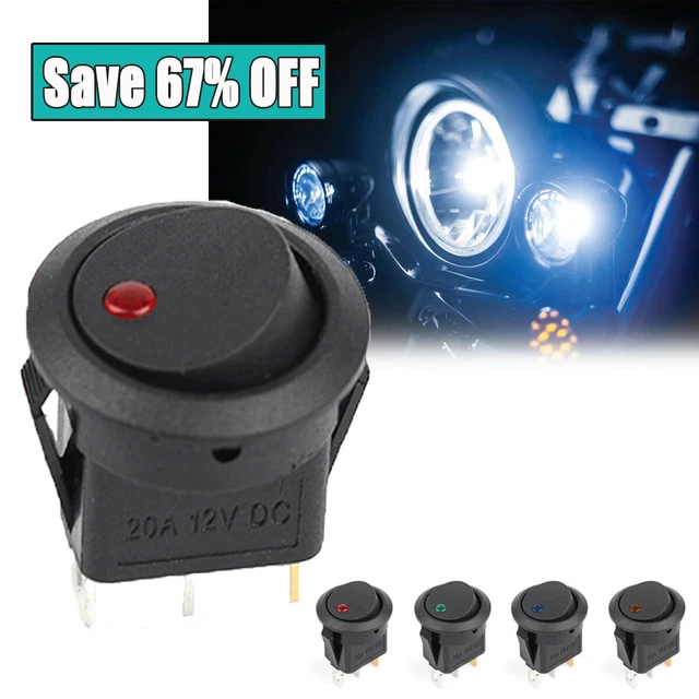 Interruttore a dondolo luce LED rotonda impermeabile 12 V 3 pin per cruscotto furgone auto furgone