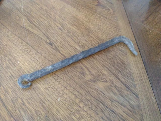 1800s Hand Forged Twisted Iron Door Latch Hook Barn Gate Hardware Salvage