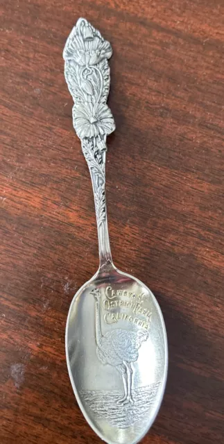 sterling silver souvenir spoon Capstone Ostrich Farm California Poppies 21 Grams