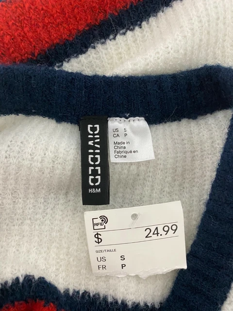 Divisé H&M Femmes Pull Rayé Col Rond TAILLE S 9