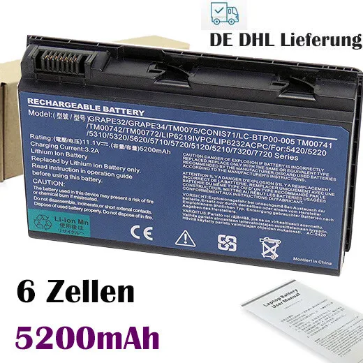 Akku Für Acer Extensa 5120 5210 5220 5420 5620Z 5630Z 5630EZ 7220 7620G TM00741