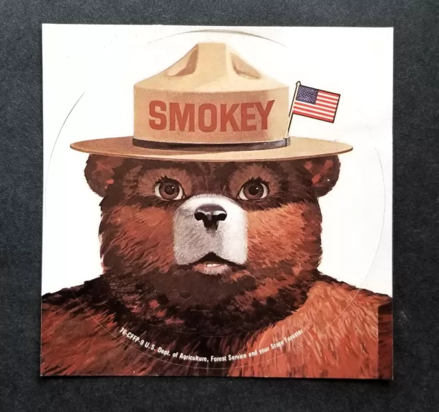 Vintage 1976 AUTHENTIC SMOKEY BEAR Prevent Forest Fires, USFS Sticker 5" CFFP