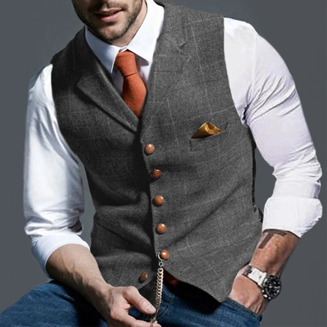 Uomo Quadri Festa Panciotto Matrimonio Formale Casual Slim Vintage Canottiera 7