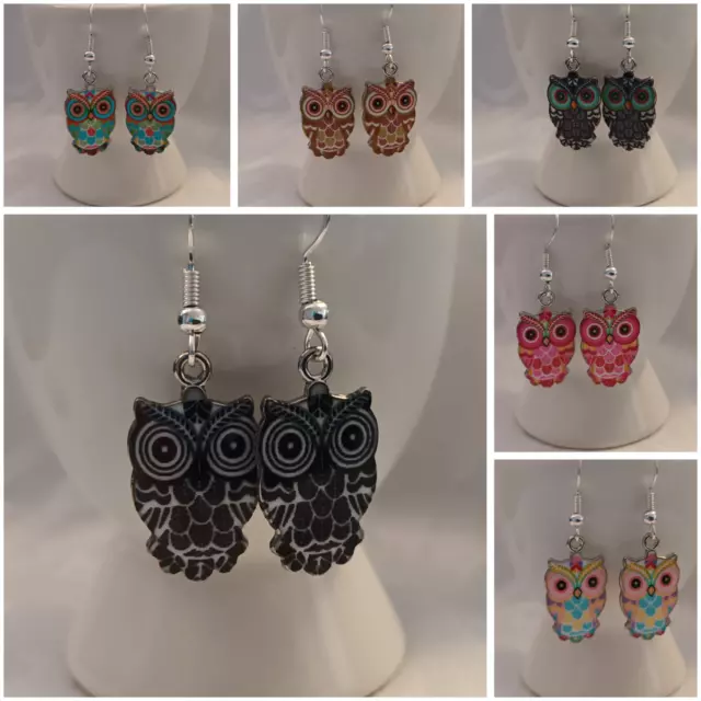 Owl / Bird Festival Hook On Metal Novelty Earrings Boho Choose Required....