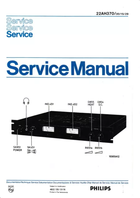 Service Manual-Anleitung für Philips 22 AH 370