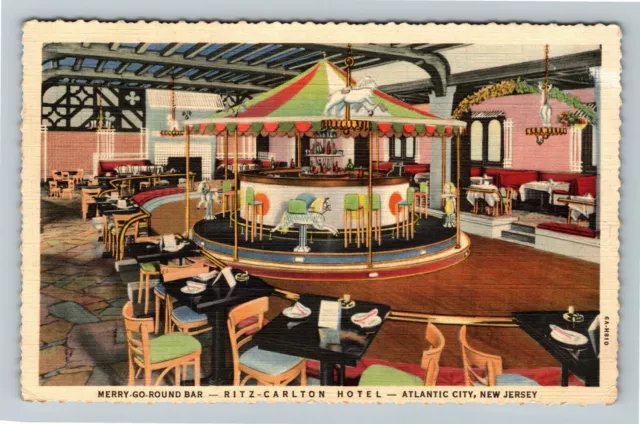 Atlantic City NJ-New Jersey, Mitz-Carlton Hotel Interior c1936 Vintage Postcard