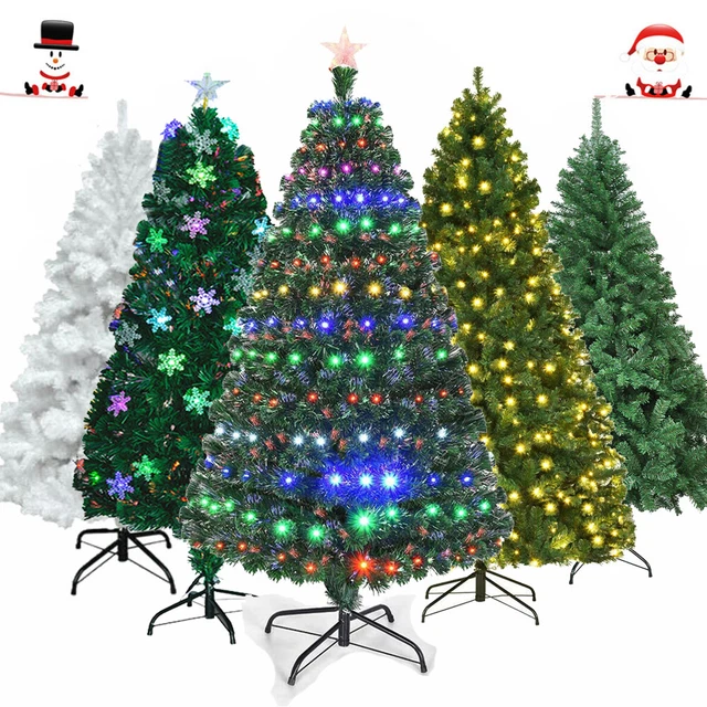 ARTIFICIAL CHRISTMAS TREE Pre Lit Fiber Optic LED / With Lights / Snow