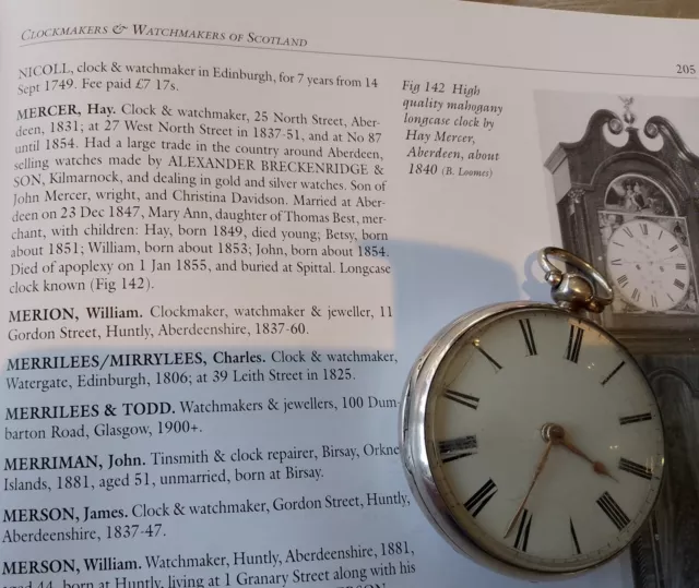 HAY MERCER ABERDEEN Silver single cased verge antique pocket watch 1841 2