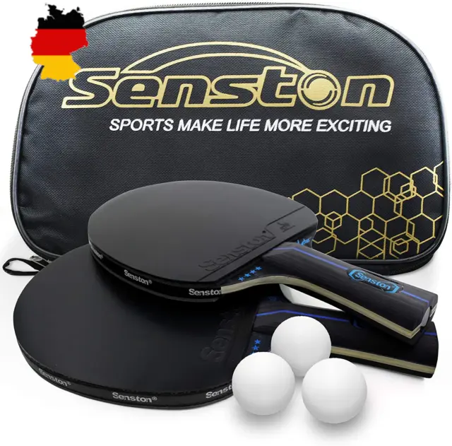 Senston Tischtennis Schläger Set, Profi 2 Tischtennisschläger Und 3 Tischtennis-