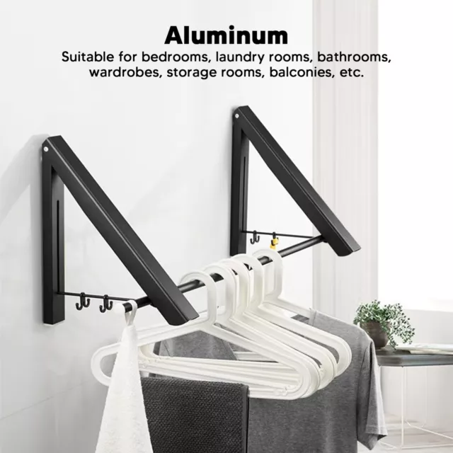 Retractable Rack Wall Mounted Drying Racks With Rod Aluminum