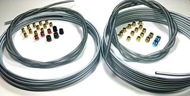 Complete 25' Rolls 3/16 & 1/4 Inch Brake Line Kit with Fittings and 8' of Spring