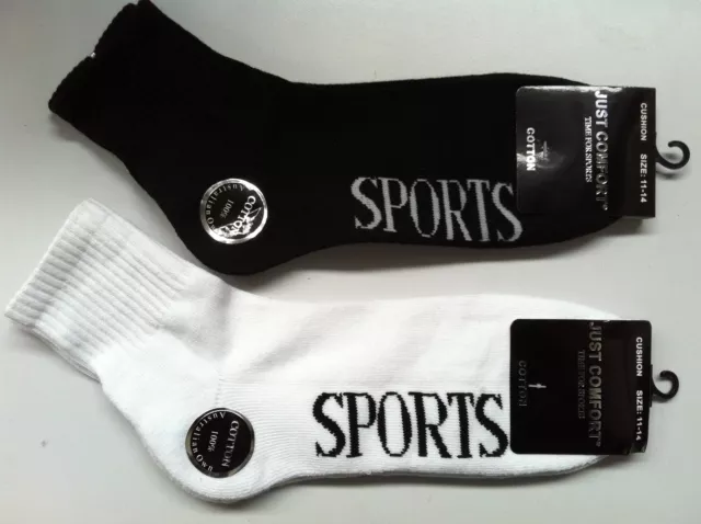 6 X Mens Cotton Cushion Foot Tennis 3/4 Crew Sports Socks King Large Size 11-14