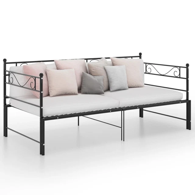 VIDAXL PULLOUT SOFA Bed Frame without Mattress Black Metal 90x200 cm £