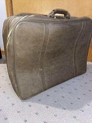 Vintage 70's American Tourister Luggage Brown Leather 1pc Suitcase
