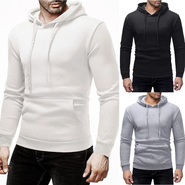 Uomo Felpa con Cappuccio Casual Solido Tasca Slim Fit-Sweatshirts Maglione Top