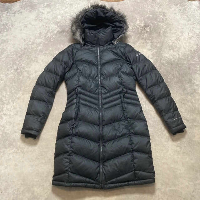 COLUMBIA POLAR FREEZE Coat Womens Sz XS Black Long Down Jacket Omni Heat 1720151 99.98 PicClick