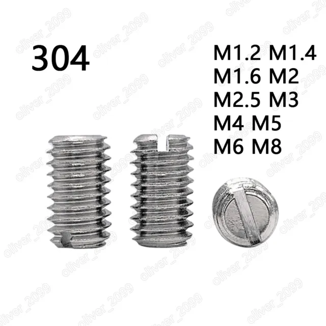 304 Stainless Steel Slotted Set Screws With Flat Point M1.2 M1.4 M1.6 M2 M2.5-M8