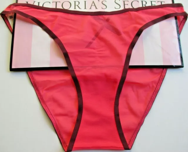 VICTORIA'S SECRET PINK Ruched Back Red Mesh High Leg Bikini Panty